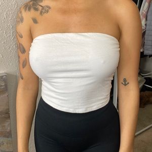 Small Garage White Crop/Tube Top